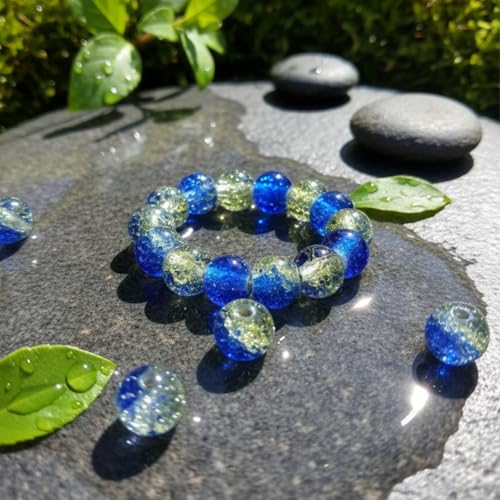 DandS ltd Crackle Lampwork Glass Beads for Jewelry Making, Dark Blue, Vibrant DIY Bracelets, Necklaces, Earrings, Beading Supplies & Craft Kits for Handmade Jewelry, 80pcs 0.39 inch (10mm), #J230-10 - color: Dark Blue