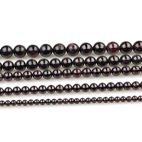 MJDCB Natural Stone Beads Garnet Round Loose Beads for Jewelry Making DIY Bracelet Necklace (10mm) - color: Garnet, size: 10mm