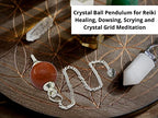Amazing Gemstone Red Jasper Crystal Ball Pendulum for Divination - Dowsing Pendulum Necklace with Chain and Quartz Bead for Reiki Healing and Crystal Grid Meditation - color: Red Jasper