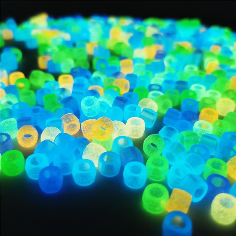 900 Pcs Glow in The Dark Pony Beads - Mix Colors Luminous Plastic Glow UV Beads for Bracelets, Jewelry Making, Hair Braiding, Necklace - color: Mixed Colors Pony Beads - 900pcs