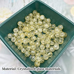100pcs Crackle Glass Beads 8mm Round Crystal Glass Spacer Crafts Beads for Jewelry Making Necklace Bracelet Earrings DIY Crafts(Light Yellow) - color: Light Yellow, size: 8mm