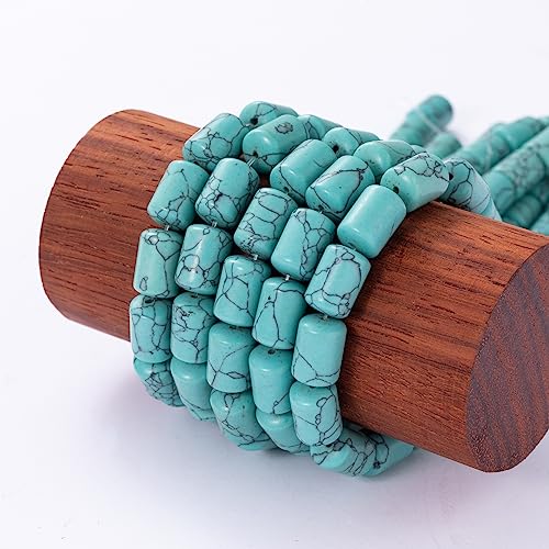 Natural Blue Turquoise Cylinder Tube Beads 10x14mm 38cm/str Loose Semi Gemstone Stone Beads for Making Bracelets Necklace - color: Blue Turquoise
