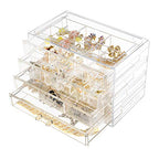 Weiai Acrylic Jewelry Box, 72 Grids Clear Jewelry Organizer with Adjustable Dividers, Large Capacity Earring Ring Gift Boxes - size: 4 Drawers