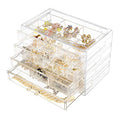 Weiai Acrylic Jewelry Box, 72 Grids Clear Jewelry Organizer with Adjustable Dividers, Large Capacity Earring Ring Gift Boxes - size: 4 Drawers