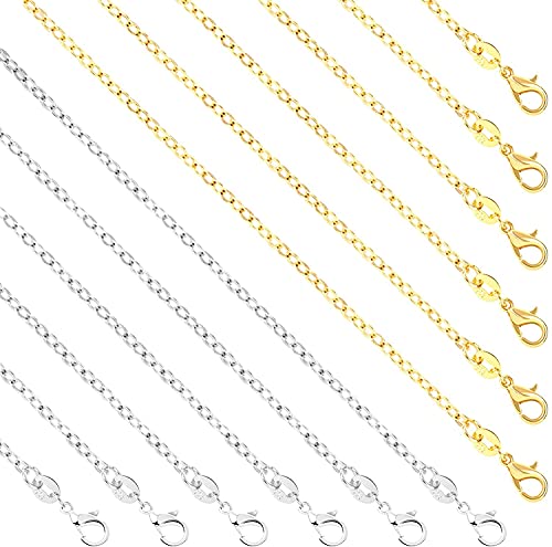 50 Pack Silver Plated Necklace Chains Bulk, Cable Chain Pack for Jewellery Making - color: Gold, size: 20 Inch