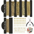 18k Gold Plated Stainless Steel Jewelry Chains Kit 39.3FT 6 Rolls Bulk (6.5FT/2M) with Letter Pendants, Colorful Charms, Pliers, Jump Rings, Lobster Clasps for DIY Necklace Bracelet Making - color: 18k Gold Plated-39.3Ft 6 Rolls
