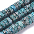 Craftdady 250pcs Heishi Coin Natural African Pyrite Gemstone Beads Flat Round Disc Energy Healing Crystal Stone Loose Beads 8mm for Jewelry Bracelet Necklace Earring, Dark Cyan - color: African Pyrite, Dark Cyan, size: 8mm