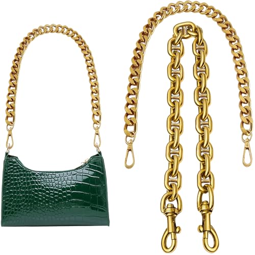 2 Pieces Bag Chain Gold Purse Chain Bag Chains Chunky Purse Strap Handbags Straps for Bags Charms Chains Accessories - color: Gold-2 Pcs, size: 17.5 in