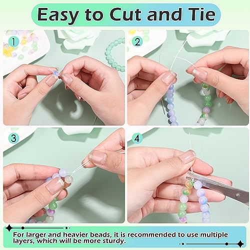 PAXCOO 12 Rolls Elastic String for Bracelets, Stretch Magic Elastic String Bead Cord Jewelry Thread for Bracelet, Necklaces, Clay Beads, Pony Beads (White) - size: 12 Pack