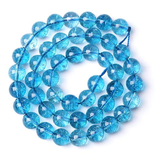 6mm 61pcs Blue Topaz Crystal Quartz Natural Stone Round Loose Beads for Jewelry Making DIY Bracelet Necklace Earrings - color: Blue Crystal, size: 6mm