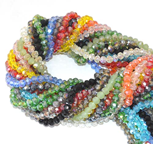 Catotrem Faceted Glass Crystal Beads Strands Briolette Rondelle Crystal Beads Spacer for Jewelry Making 15 Colors 1350pcs 6MM - size: 6mm