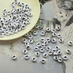 Amaney Letter Beads F 100pcs 7x4mm White Round Acrylic Black Alphabet for Bracelet Jewelry Making - color: F
