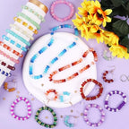 1380pcs Rondelle Glass Beads for Jewelry Making, 48 Colors Abacus Glass Beads for Bracelet,5x8mm Bracelet Making Kit with Gemstone Spacer Rondelle Beads for DIY Crafts Gifts (2 Box)