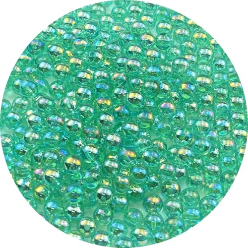 300pcs 8mm Acrylic Round Beads AB Colors Acrylic Beads Round Spacer Beads with Hole for DIY Bracelet Necklace Jewelry Making Supplies Handmade Craft(Lake Green AB) - color: Lake Green AB, size: 8mm