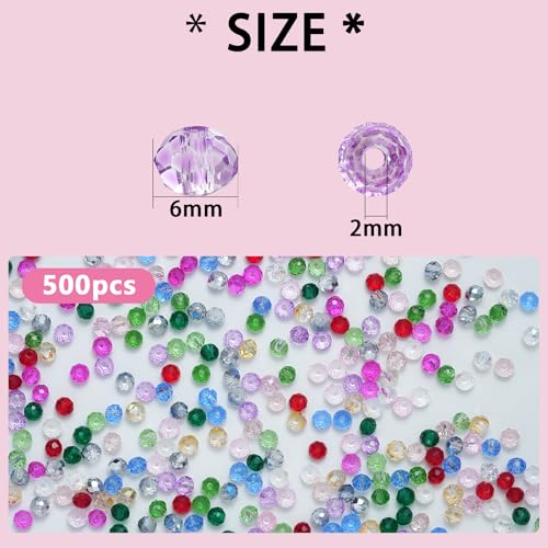 500PCS 6mm Round Crystal Glass Beads Faceted Spacer Beads Bulk for Jewelry Making Bracelets Necklace Earring Pendants Craft (Hot Pink) - color: Hot Pink, size: 6mm