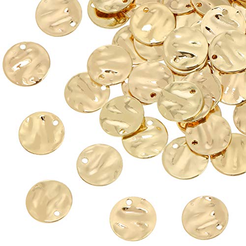 100 Pieces Gold Coin Charms for Jewelry Making, 13mm Gold Stamping Blanks Round Flat Coins Charms for Disc Earring Necklace Bracelet DIY Craft Supplies