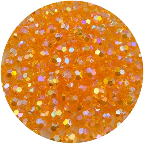 400 Pcs 8MM Round Faceted Acrylic Beads AB Color Transparent Crystal Acrylic Beads Round Bicone Beads for Jewelry Making, Bracelets Necklaces Earrings Wind (125- Orange Yellow AB) - color: 125- orange yellow AB, size: 8MM
