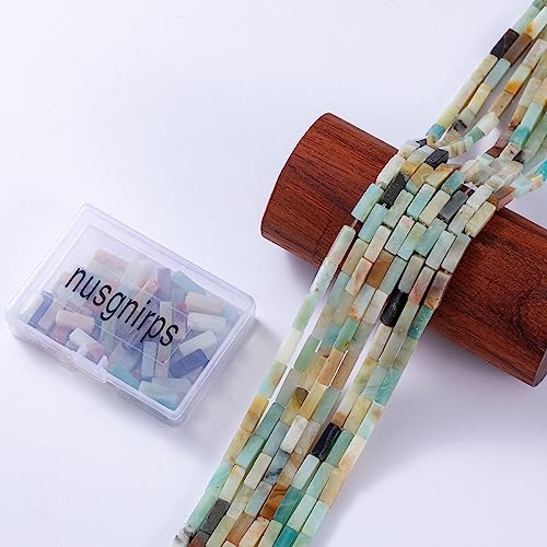 Natural Amazonite Rectangle Tube Beads 4x13mm 38cm/str Loose Semi Gemstone Stone Beads for Making Bracelets Necklace Earrings - color: Amazonite, size: 4x13mm Rectangle