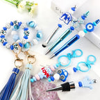 Sunrony 200Pcs Silicone Lentil Beads for Keychain Making, Bulk 12mm Silicone Abacus Spacer Beads for Necklace Bracelet Making Pens(Deep Blue) - color: G-Deep blue