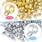 Joez Wonderful Links Bail Beads, Hypoallergenic Alloy Column Spacer Beads - color: 150 Gold+150 Silver