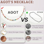 AGOT Beaded Gemstone Necklace for Women: Boho Bead Choker Natural Stone Necklaces - Handmade Jewelry for Summer Beach - color: Multi