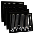 CertBuy 4 Pack Black Velvet Necklace Display Stands for Selling Jewelry Necklace Display Stand with 17 Hooks Jewelry Storage Holder for Chain