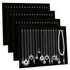 CertBuy 4 Pack Black Velvet Necklace Display Stands for Selling Jewelry Necklace Display Stand with 17 Hooks Jewelry Storage Holder for Chain