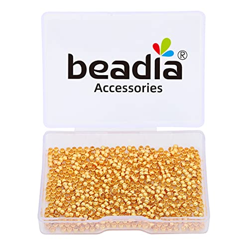 BEADIA 18K Gold Plated Crimp Beads Non Tarnish 2.5mm 600pcs for Jewelry Making Findings - color: Crimp Beads Gold, size: 2.5mm