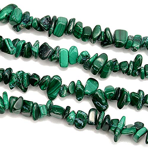PLTbeads 5-8mm Natral Healing Gemstone Waist Bracelets Necklace Kit Irregular Stone DIY Crafts Design Jewelry Making 1 Strand per Bag Approxi 34 inch (Malachite Chips) - color: Malachite Chips