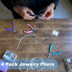 4 Pack Jewelry Making Pliers Tools Set, Jewelry Making Needle Nose Chain Nose Round Bent Pliers Wire Cutter for Bracelet Beading DIY Craft Jewelry Making Supplies - style: 4pcs-Mixed Color