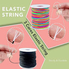 Elastic Jewelry Thread, 1mm Braided Thread, Used for Making Bracelets, Necklaces, DIY Crafts, Each roll 50 Meters, 4 Rolls 200 Meters (2 Black+2 Color) - color: 2 Black+2 Colorful