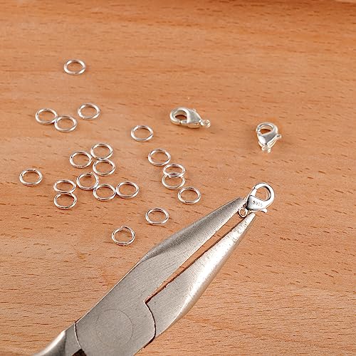 23Pcs 925 Sterling Silver Lobster Claw Clasps 10mm with Open Jump Rings Jewelry Making Set, Sterling Silver Jewelry Finding Supplies Small Lobster Clasps for Necklaces Bracelet Chains Connector - color: 23PcsA