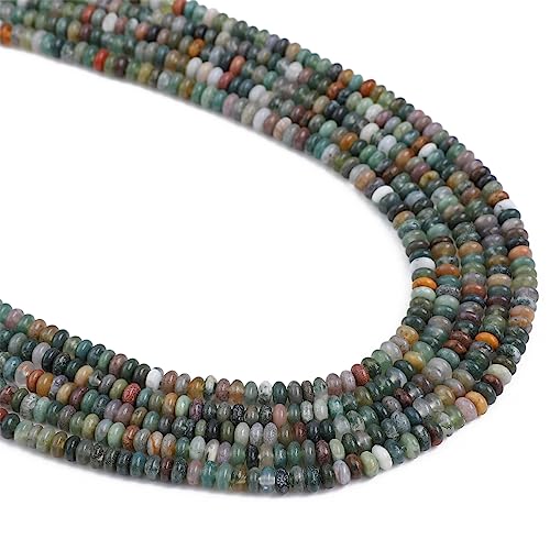 BEADIA Natural Indian Agate Spacer Beads Caps Rondelle Disk Loose Beads for Beading Jewelry Making 4mmx2mm 38cm - color: Indian Agate, size: Rondelle Disk 4mm x 2mm