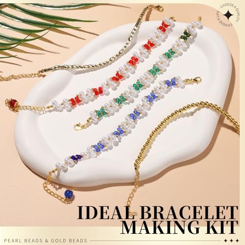 LEOBRO Pearl Beads for Bracelets, White Beads for Jewelry Making, Friendship Bracelet Kit, Crafts & DIY Jewelry Bracelet Making Kit - color: White