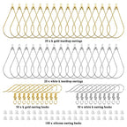 240PCS Earrings Beading Hoop Teardrop Beading Earring Hoops Beading Hoop Earring Finding Components for DIY Jewelry Making 100PCS Earring Hooks 100pcs Silicone Earring Backs (K Gold, White K) - color: 240PCS;Teardrop;K Gold,White K