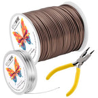 16 Gauge(1.5mm) Aluminum Wire 164 Feet(50 M) KSVZS Bendable Metal Wire for Crafts, Sculpting, Armature, Jewelry Making【3-in-1】+18 Gauge(1.0 mm) 32.8 Ft(10 M)+1 Plier(Brown) - size: 16Gauge, style: Brown