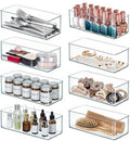 Qilinba 8 PACK Drawer Organizers Deep Drawer Organizer Bins Silverware Organizer Clear Stackable Storage Bins for Bathroom, Pantry, Office, Vanity, Desk Organization and Storage