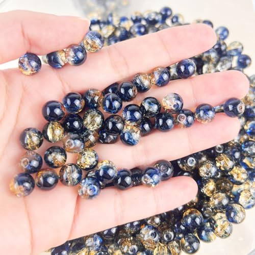 100 Pack 8mm Glass Beads for Jewelry Making, Graduated Color Mix, Bulk DIY Craft Supplies - color: Color6
