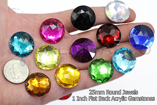 25mm Red Ruby H103 Flat Back Round Acrylic Rhinestones Plastic Circle Gems for Costume Making Cosplay Jewels Pro Grade Embelishments - 20 Pieces (Ruby) - color: Ruby Garnet