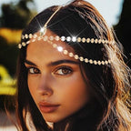 Yean Gold Sequins Head Chain Bohemian Hair Jewelry Headpiece Forehead Band Festival Headband Accessories for Women - color: Gold