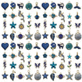 Youdiyla 60pcs Alloy Enamel Deep Blue Series Flower Butterfly Leaf Star Set Pendant Jewelry Making DIY Keychain Earrings Pendant Various Design Charms for Jewelry Making Bracelets Necklace (SN995) - color: SN995