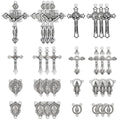 SUNNYCLUE 1 Box 48Pcs Rosary Charm Cross Charms Antique Silver Oval Chandelier Component Links Easter Tibetan Style Alloy Crosses Crucifix Pendants for Jewelry Making Necklace Bracelet Women DIY Craft - style: Rosary Charm 2