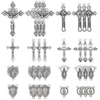 SUNNYCLUE 1 Box 48Pcs Rosary Charm Cross Charms Antique Silver Oval Chandelier Component Links Easter Tibetan Style Alloy Crosses Crucifix Pendants for Jewelry Making Necklace Bracelet Women DIY Craft - style: Rosary Charm 2