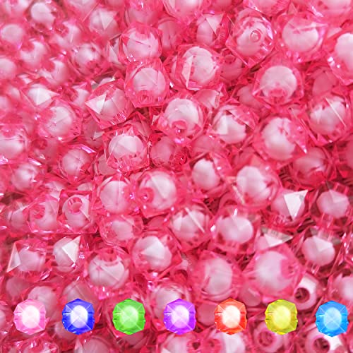 Cube 400pcs Faceted Square Transparent 8mm Glass Crystal Spacer Beads, Round Beads Inside for Jewelry Making (Pink) - color: Pink