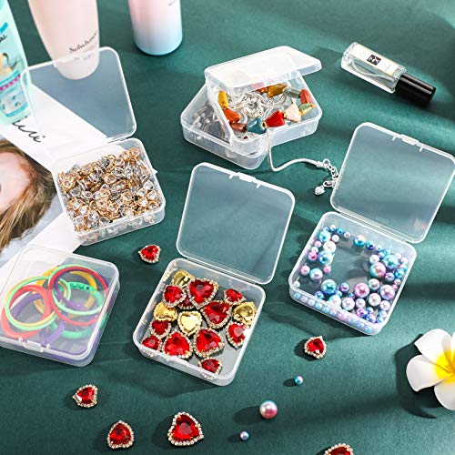 Jetec 6 Pieces Mini Plastic Clear Beads Storage Containers Box for Collecting Small Items, Beads, Jewelry, Business Cards, Game Pieces, Crafts (2.1 x 2.1 x 0.8 Inch) - size: 2.13 x 2.13 x 0.79 Inch