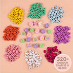 Story Magic Wooden Flower Bead Set, Over 300 Large Hole Wood Beads & Charms for Beading Bracelets, Bracelet Making Kit, Flower Bracelet Kit, Whimsical Bracelet Charms, Storage Tray Included, Ages 4+ - size: Large, style: Flower Bead Set