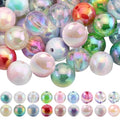 SUNNYCLUE 72Pcs Bubblegum Beads Bulk 16mm Round Beads Chunky Bead Colorful Transparent AB Color Iridescent Beadable Pen Beads Opaque Rainbow Bead Garland Loose Beads for Jewelry Making Beading Kits - color: 72pcs 16mm Bubblegum Beads