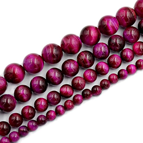 AD Beads Natural Tiger's Eye Gemstone Smooth Round Beads 7.5" Strand (6mm, Rose) - color: Rose, size: 6mm