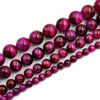 AD Beads Natural Tiger's Eye Gemstone Smooth Round Beads 7.5" Strand (8mm, Rose) - color: Rose, size: 8mm