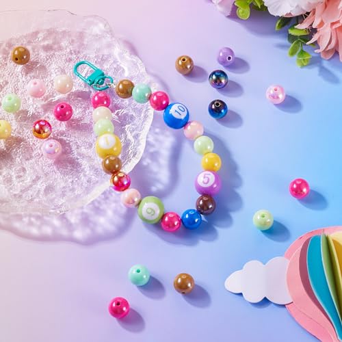 Craftdady 12mm Colorful Acrylic Round Beads for Bracelet 20Pcs AB Color Chunky Bubblegum Beads Loose Spacer Plastic Bubble Gum Ball Beads for DIY Craft Necklace Keychain Jewelry Making